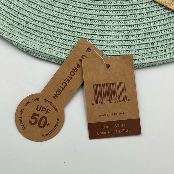 NWT C.C. Mint Green Straw Panama Hat with Braided Band - Picture 5 of 10